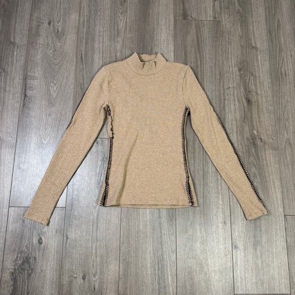 J Crew Premium Rib Turtle Neck Whipstitch Trim Top US Women's XS NEW - Picture 2 of 8